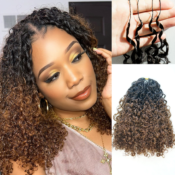 Miracle Knots Hair Burmese Curly 1b4 Ombre Color Feather Crochet Human Hair Extensions 100% Virgin Human Hair