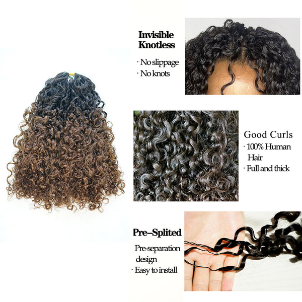 Miracle Knots Hair Burmese Curly 1b4 Ombre Color Feather Crochet Human Hair Extensions 100% Virgin Human Hair