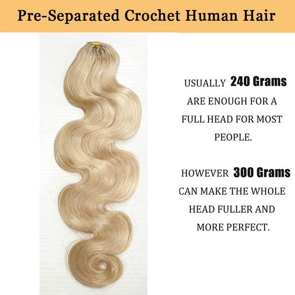 613 Blonde Color Miracle Knots Crochet Human Hair Body Wave Feather Crochet Hair Extension 100% Virgin Hair