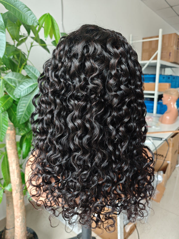 V-Part Water Wave Human Hair Wig 18 inch 180%
