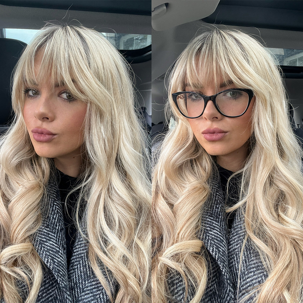 613 Blonde Color Body Wave With Bangs Bionic Hairline 7x5 Lace Closure Glueless Lace Wig 100% Human Hair Wig Ready To Wear