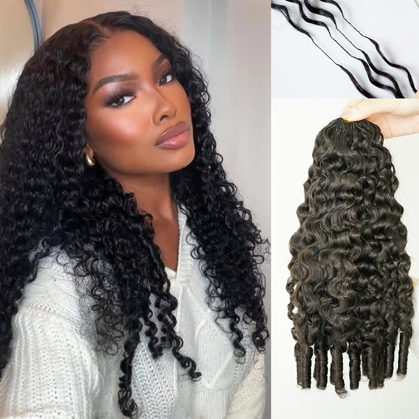 Burmese Curly Feather Crochet Human Hair 100% virgin Human Hair Crochet Braids Hair With Spiral Ends [MLDC207]