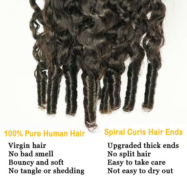 Burmese Curly Feather Crochet Human Hair 100% virgin Human Hair Crochet Braids Hair With Spiral Ends [MLDC207]