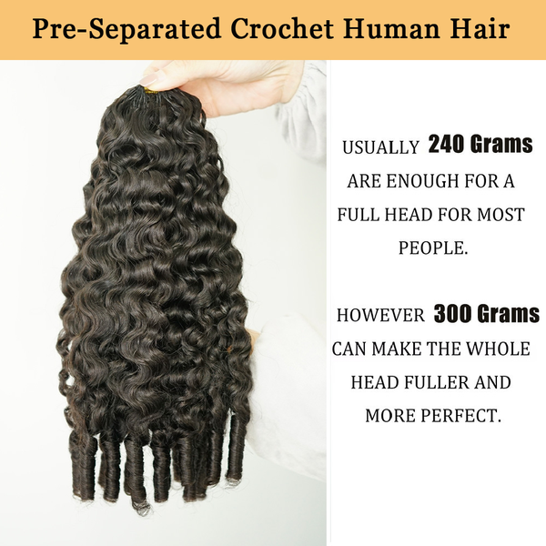 Burmese Curly Feather Crochet Human Hair 100% virgin Human Hair Crochet Braids Hair With Spiral Ends [MLDC207]