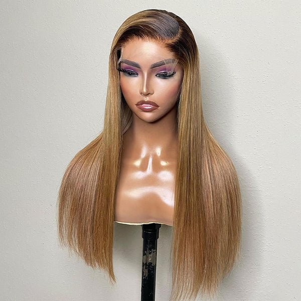 Honey Blonde Clear HD Lace Straight 180% Density HD 5x5 Lace Closure Wig [MLDC01]