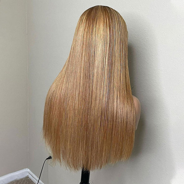Honey Blonde Clear HD Lace Straight 180% Density HD 5x5 Lace Closure Wig [MLDC01]