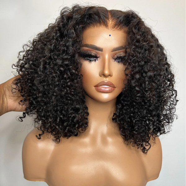 Short Bob 13x4 Real HD Lace Frontal 250% Density Curly Wig [MLD201]