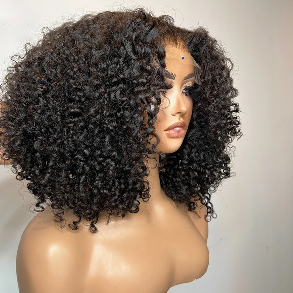 Short Bob 13x4 Real HD Lace Frontal 250% Density Curly Wig [MLD201]