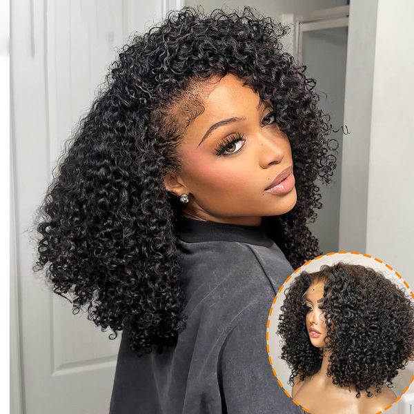 Short Bob 13x4 Real HD Lace Frontal 250% Density Curly Wig [MLD201]