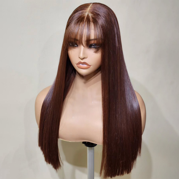 Chocolate Brown Color Straight Wig 5x5 Lace 250% Density [MLDC06]