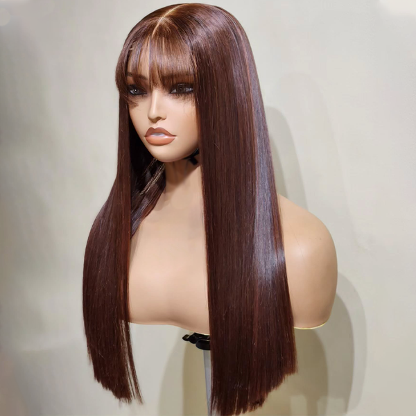 Chocolate Brown Color Straight Wig 5x5 Lace 250% Density [MLDC06]