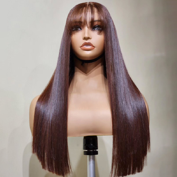 Chocolate Brown Color Straight Wig 5x5 Lace 250% Density [MLDC06]