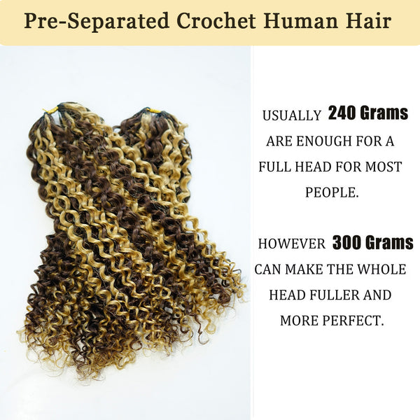Highlight 4/27 Colored Feather Crochet Hair Curly Pre Looped Pre Separated Knotless Crochet Virgin Human Hair For Woman