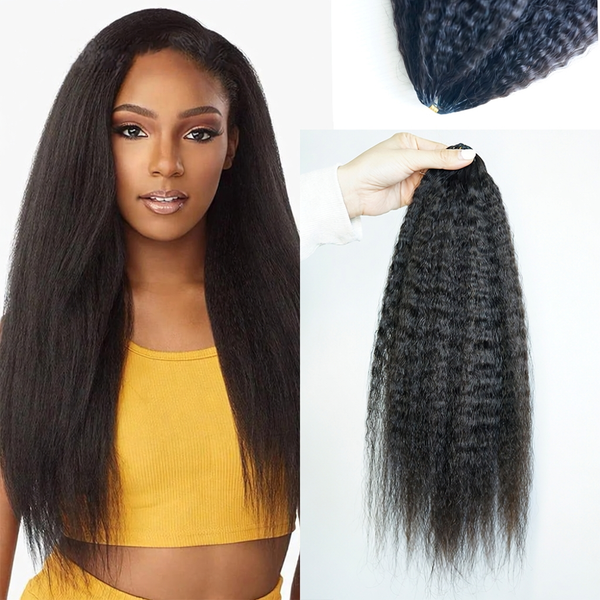 Feather Crochet Braid Hair Extensions Knotless Pre-Separated Crochet Hair Extensions Human Hair Kinky Straight 100% Human Hair