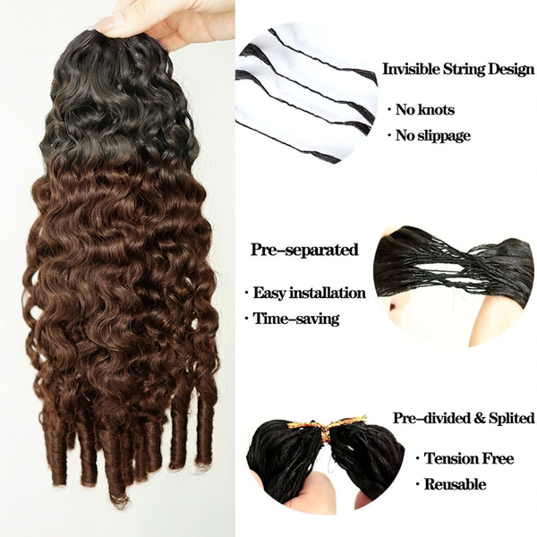 Ombre 1b/4 Color Afro Kinky Burmese Curly Crochet Human Hair Knotless Pre-Separated Crochet Feather Hair Extensions For Woman