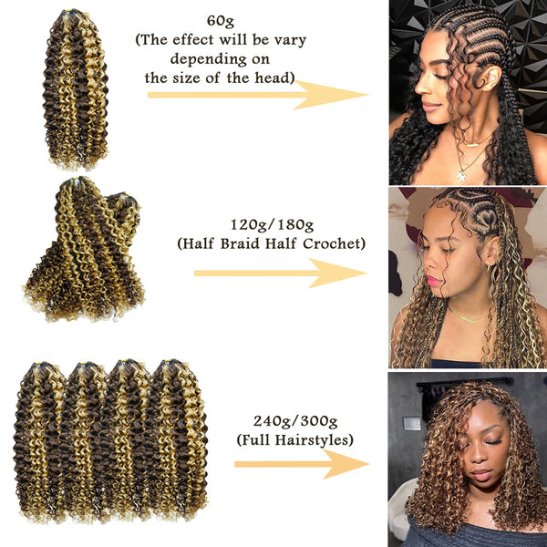 Highlight 4/27 Colored Feather Crochet Hair Curly Pre Looped Pre Separated Knotless Crochet Virgin Human Hair For Woman