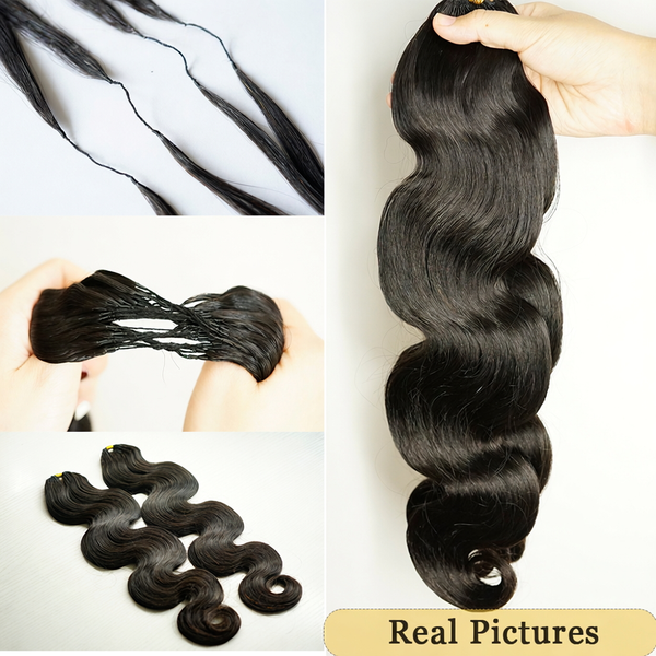 Feather Crochet Braid Hair Extensions Knotless Pre-Separated Crochet Hair Extensions Human Hair Body Wave 100% Human Hair