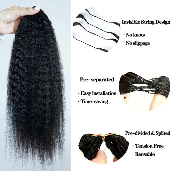 Feather Crochet Braid Hair Extensions Knotless Pre-Separated Crochet Hair Extensions Human Hair Kinky Straight 100% Human Hair