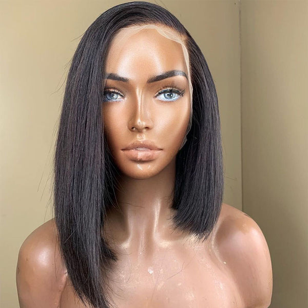 13x4 Bone Straight Short Bob Transparent Lace Front Human Hair Wigs Pixie Cut Human Hair Wig [MLD13]