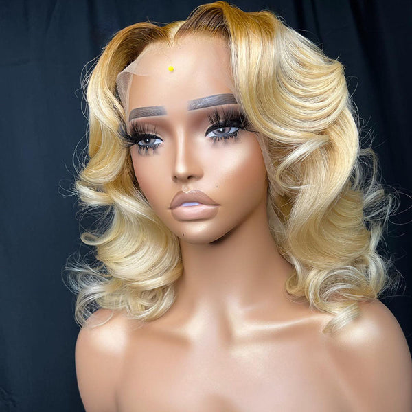 Malinda Hair Bionic Hairline 13x4 Transparent Lace Frontal Wig 180% Density Honey Blonde Human Hair Wig [MLD185]