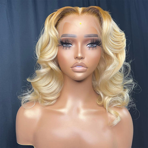 Malinda Hair Bionic Hairline 13x4 Transparent Lace Frontal Wig 180% Density Honey Blonde Human Hair Wig [MLD185]