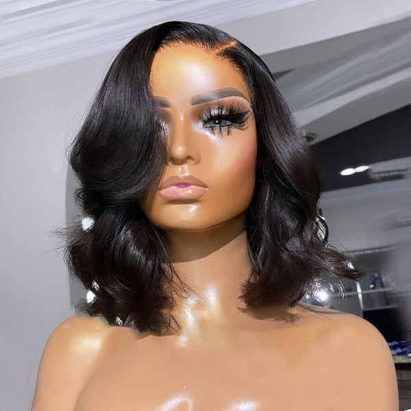 Malinda Hair Transparent Lace Wig With Bionic Natural Hairline Loose Short Bob Wig For Summer 180% Density [MLD46]