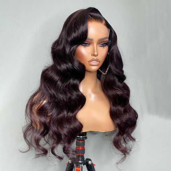 Malinda Hair Burgundy 5x5 Transparent Lace Closure Wig 150% Density Ombre 1b 99j Color Human Hair Wig [MLD188]