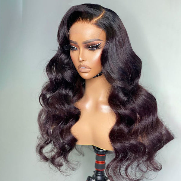 Malinda Hair Burgundy 5x5 Transparent Lace Closure Wig 150% Density Ombre 1b 99j Color Human Hair Wig [MLD188]