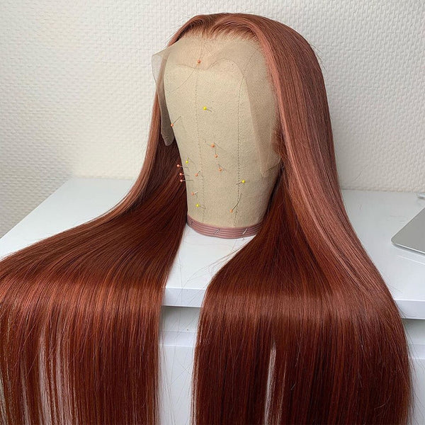 Malinda Hair Chocolate Brown Wig Clear Hairline Straight 13x6 Transparent Lace Wig Human Hair 150% Density Frontal Wig [MLD47]
