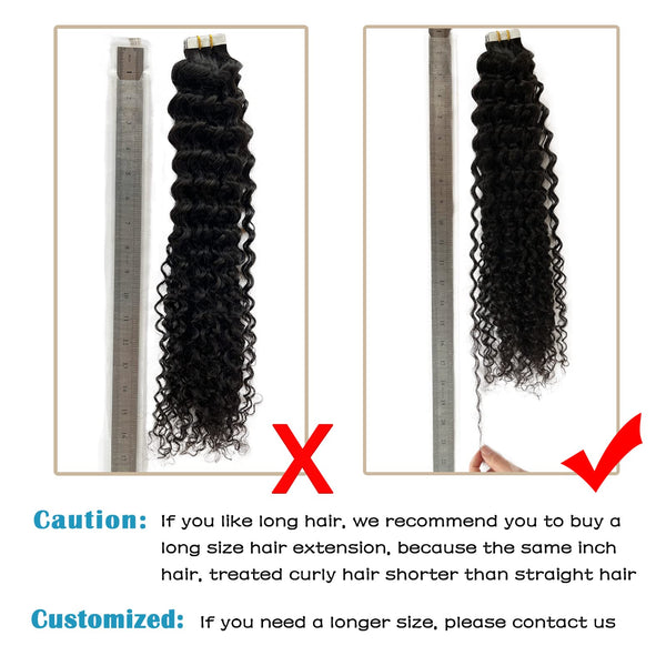 Black Tape in Hair Extensions Real Human Hair Tape in Extensions Natural Loose Wave Tape Hair Extensions Color[MLD202]