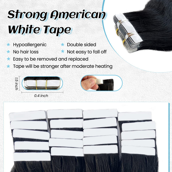 Body Wave Tape In Human Hair Extensions Black Women Weft Hair Extension Invisible Brazilian Bulk Virgin Hair Microlink Tape Ins[MLD203]