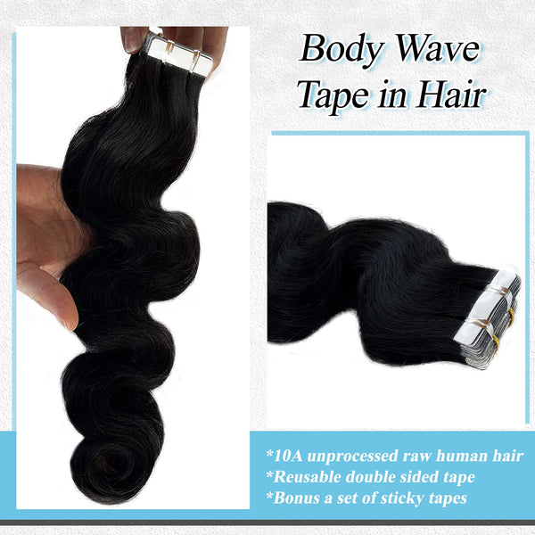 Body Wave Tape In Human Hair Extensions Black Women Weft Hair Extension Invisible Brazilian Bulk Virgin Hair Microlink Tape Ins[MLD203]