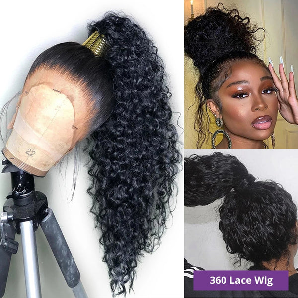 360 Transparent Lace Front Curly Human Hair Wig With Bionic Hairline Bleached Knots [MLD146]