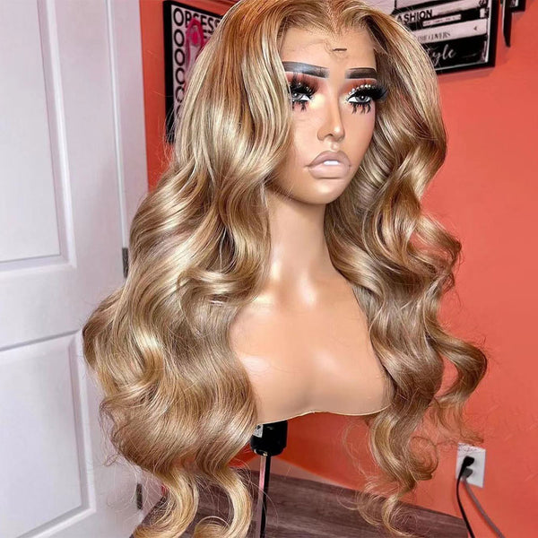 Malinda Hair Bionic Hairline  Light Brown Loose Wave Wig 13x4 Tranparent Lace Frontal Wig Human Hair  [MLD40]