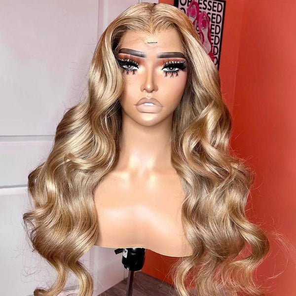 Malinda Hair Bionic Hairline  Light Brown Loose Wave Wig 13x4 Tranparent Lace Frontal Wig Human Hair  [MLD40]
