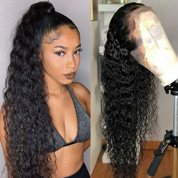 360 Transparent Lace Front Curly Human Hair Wig With Bionic Hairline Bleached Knots [MLD146]