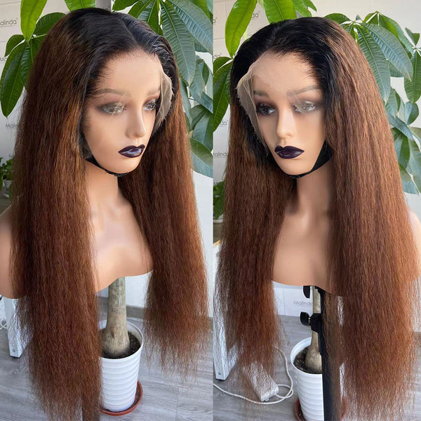 Malinda Hair Nano Lace Wig 150% Density Kinky Straight 13x6 Invisible Lace Front Wig [MLD23]