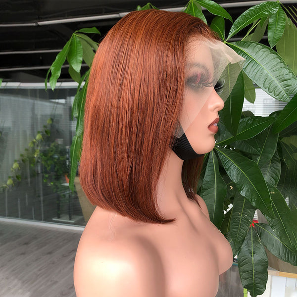 Malindahair Redish Brown Straight Bob 13x6 Lace Frontal Wig 150% Density [MLD43]