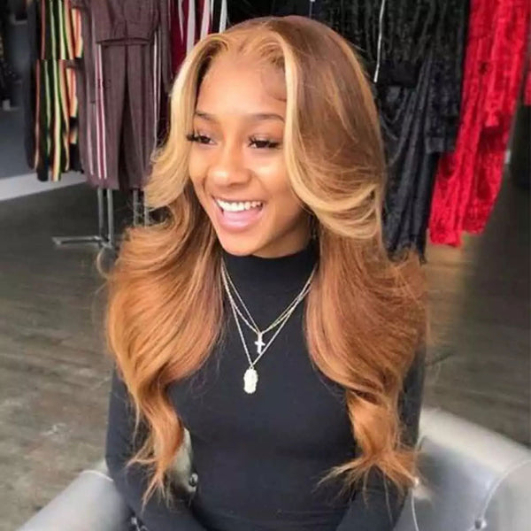 Malinda Hair Bionic Natural Hairline 13x4 Transparent Ombre Highlight Body Wave Lace Frontal Wig 150% Density [MLD110]