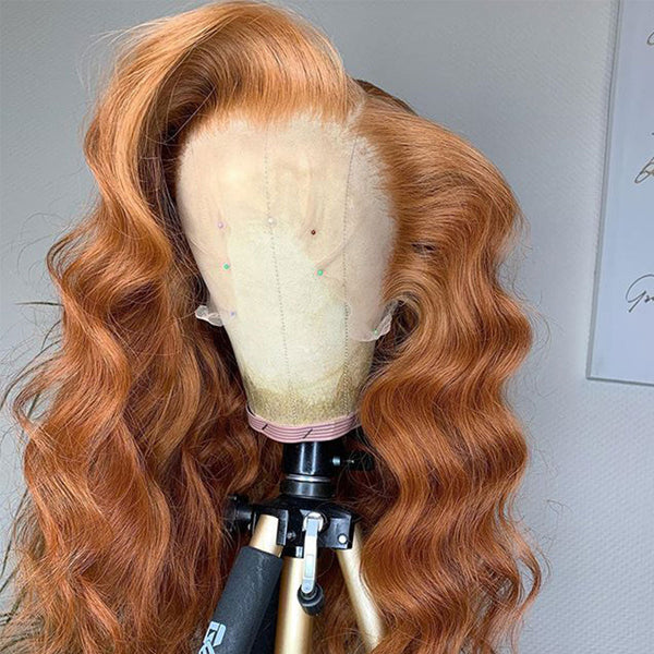 Malinda Hair Bionic Hairline 13x4 Transparent Lace Wig 180% Density Ginger Loose Wave Lace Frontal Wig [MLD113]